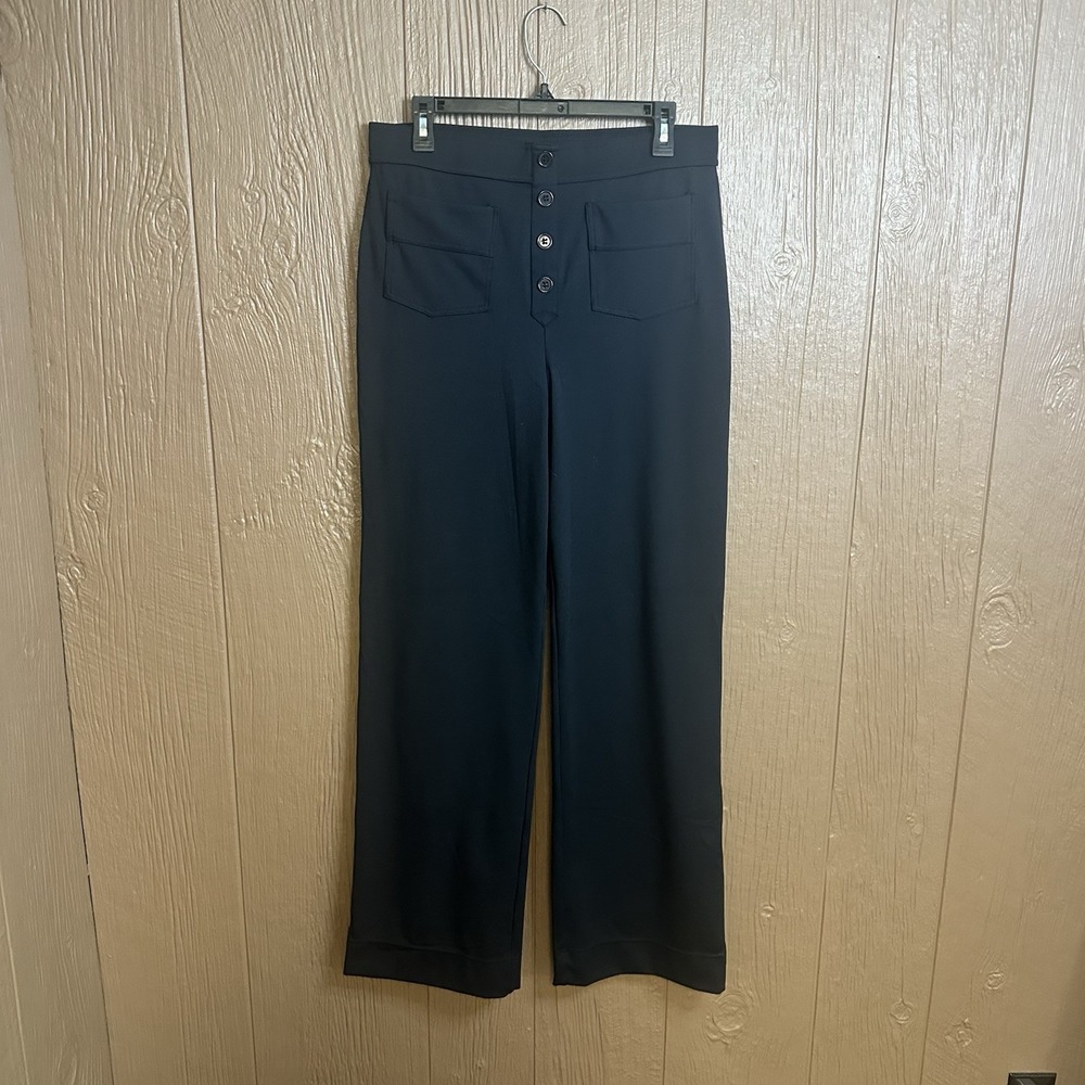 Halara DayStretch High Waisted Pockets Straight Leg Casual Pants Black Sz L